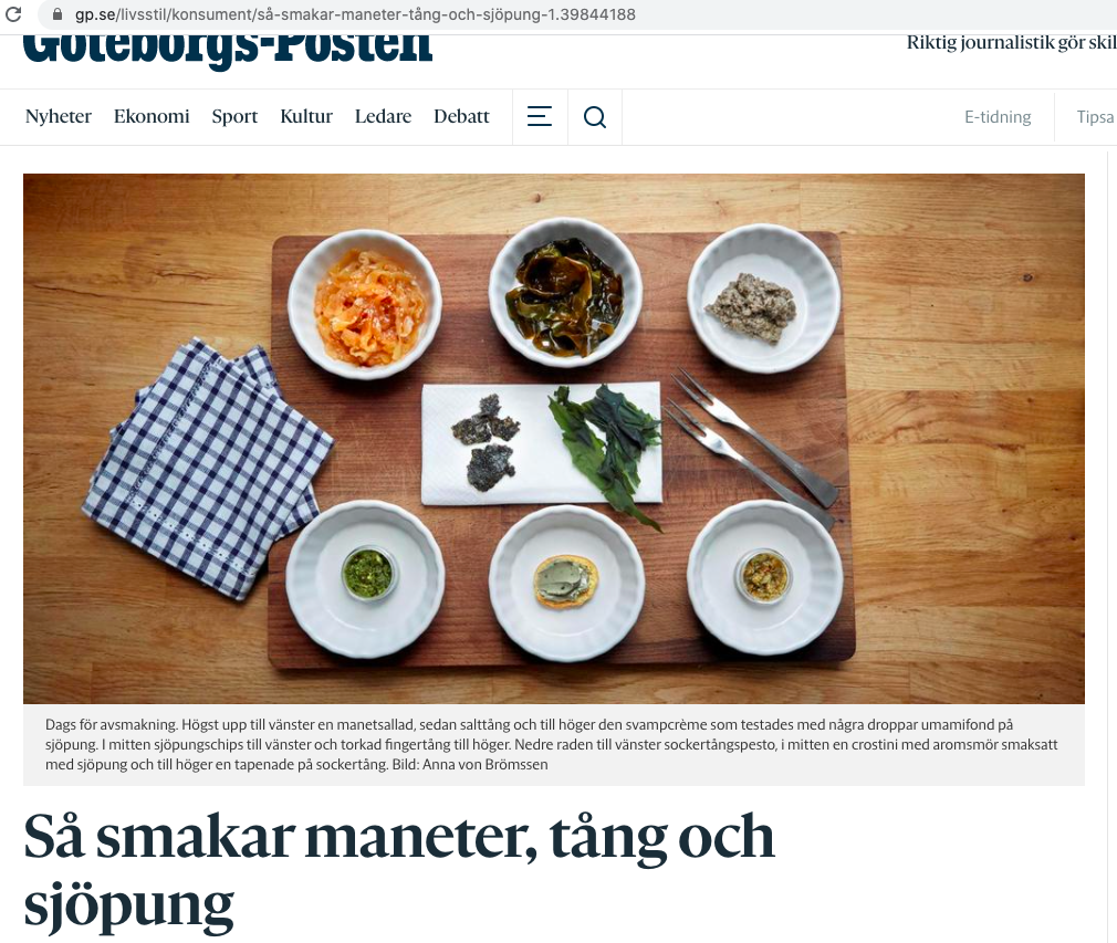 Så smakar tång, reportage i Göteborgs-Posten
